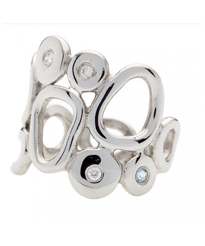 Lene Visholm Ring 0.11ct Wsi Topas hvit 585