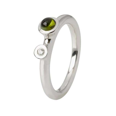 Lene Visholm ring 0,02ct Wsi Grønn turmalin hv 585