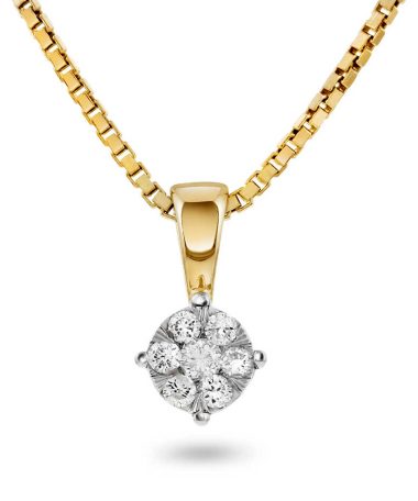 Smykke i gull med diamanter 0.12ct