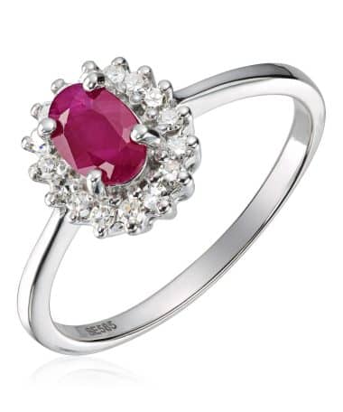 Ring Rosett 0,16ct WSI Rubin Hv 585