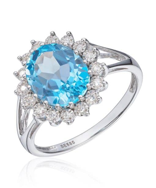 Ring med 0,08ct WSI og Topas i hvitt gull