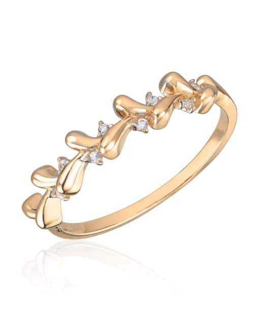 Ring i 14K gult gull med hvite cirkoner