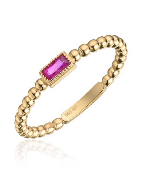 Ring i 14K gult gull rubin