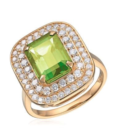 Ring Manhatten 0,84ct TWSI Perdot 14K gult gull gull