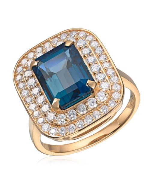 Ring Manhatten 0,84ct TWSI London Blue Topas 14K