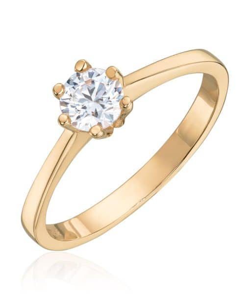 Ring i 14K gult gull med syntetisk cubic zirkonia