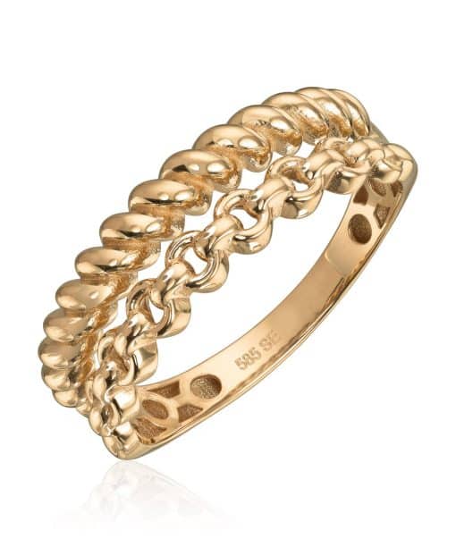 Ring Dobbel i 14K gult gull