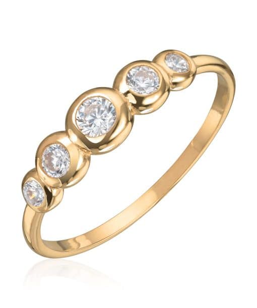 Ring i 14K gult gull med syntetisk cubic zirkon