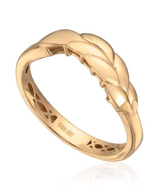 Ring med flette i 14K gult gull