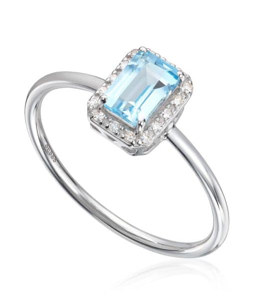 Ring med 0,053ct WSI og Topas i hvitt gull