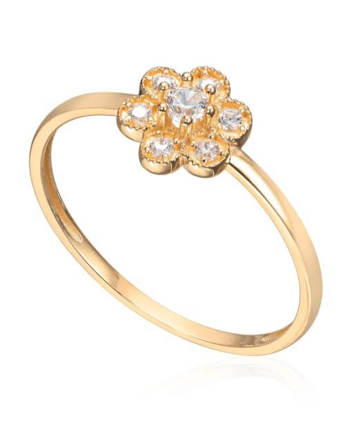 Ring Rosett i 14K gult gull og zirkoner