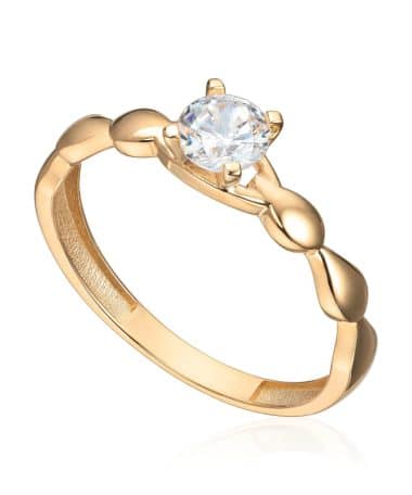Ring Solitæri 14K gult gull og zirkon