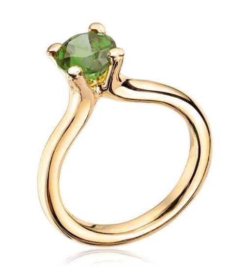 Lene Visholm Ring grønn turmalin i 14K gult gull
