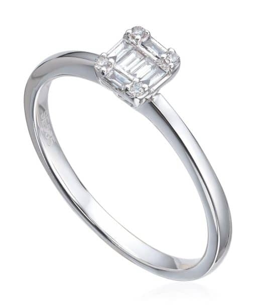 Ring baguett og brilliant cut 0,11ct WSI HV 585