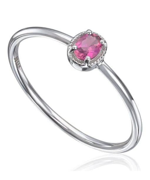 Ring i 14K hvitt gull med rosa turmalin