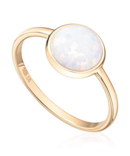 Ring med syntetisk Opal 14K gult gull