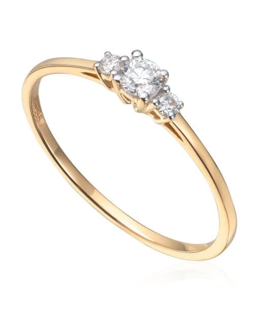 Ring diamanter 0,15ct WSI i gult gull