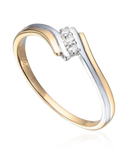 Ring 2-farget med diamanter 0,036ct WSI