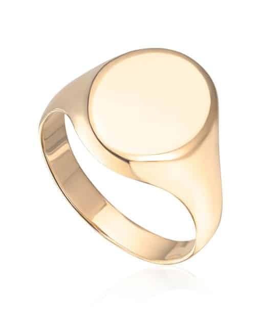 Signet ring med oval topp i 14K gult gull