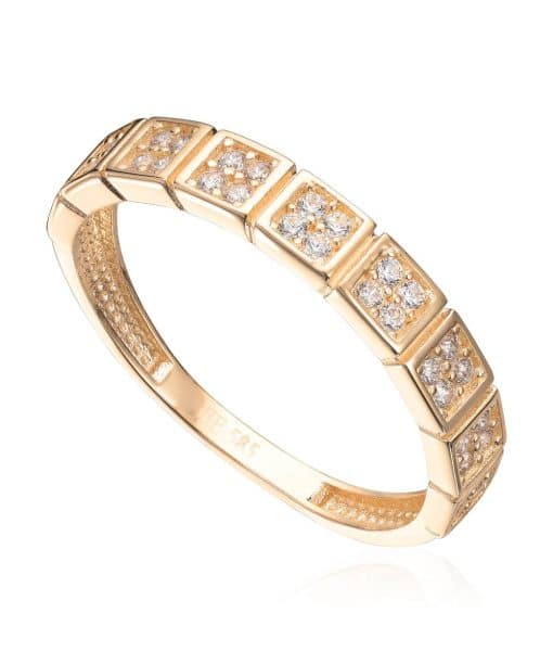 Ring Kvadratisk mønster Cz 14K