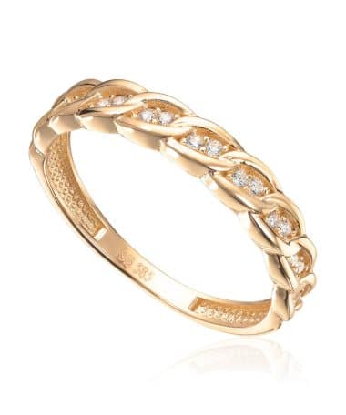 Ring Flettet design Cz 14K