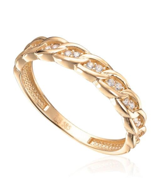 Ring Flettet design Cz 14K