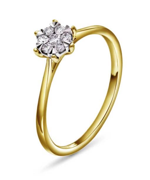 Ring i gull, Rosett diamanter 0,15 ct