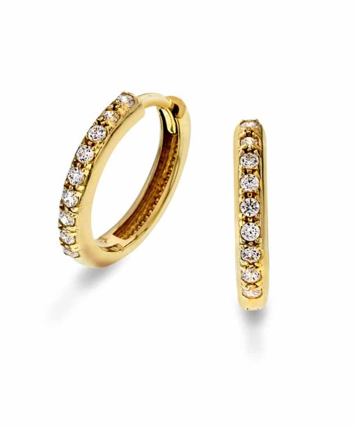 Øreringer i gull med zirkonia