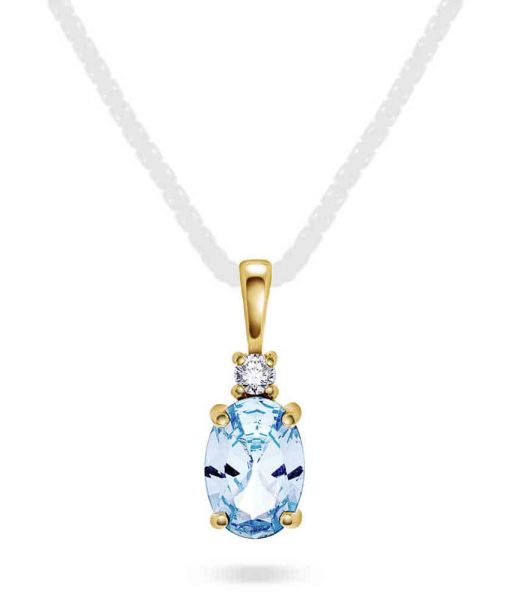 Anheng i gull med syntetisk blå spinell