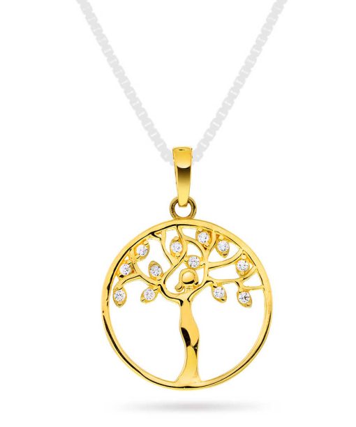 Anheng i gull med zirkonia livets tre