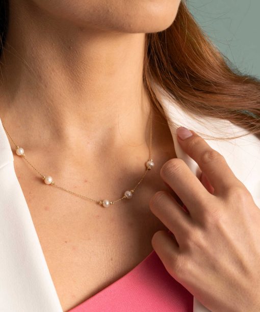 Alternative view of Smykke i gull med ferskvannsperler