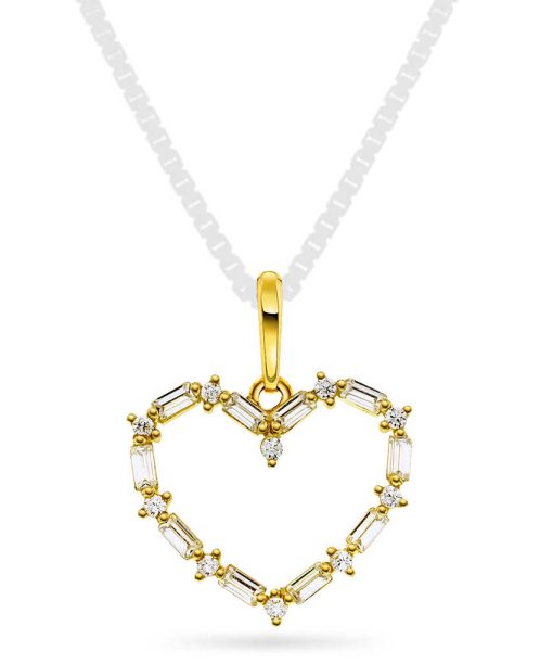 Anheng i gull med zirkonia hjerte