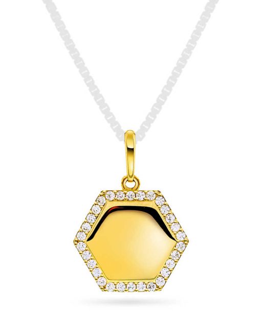 Anheng i gull plate med zirkonia