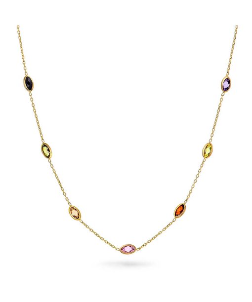 Smykke i gull med fargede zirkonia