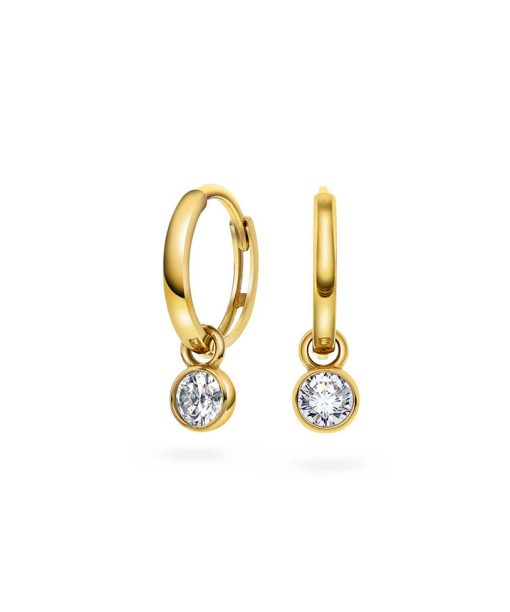 Øreringer i gull med zirkonia