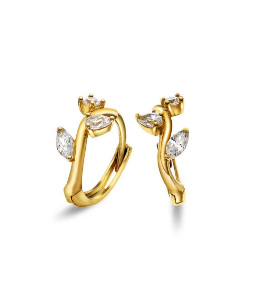 Øreringer i gull med zirkonia