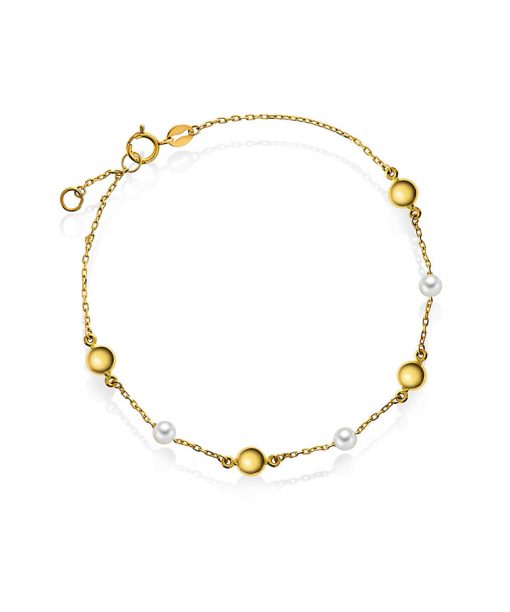 Armbånd i gull med ferskvannsperler