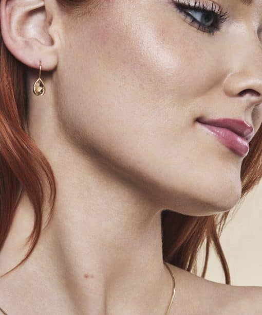 Alternative view of Øredobber i gull med citrin