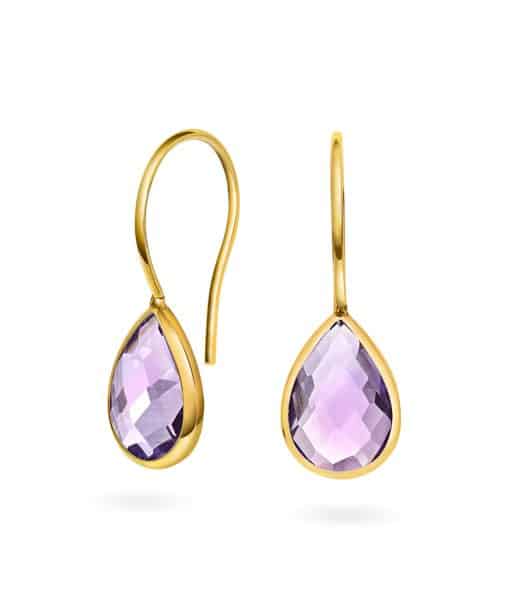 Øredobber i gull med ametyst