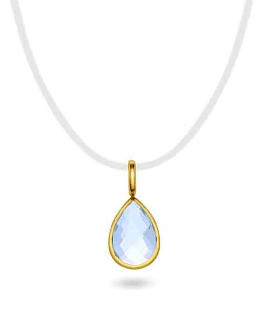 Anheng i gull med blå topas