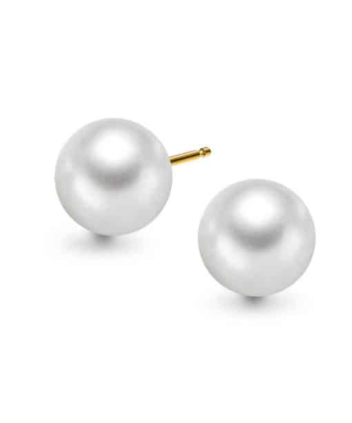 Gulløredobber i gult gull med kultivert ferskvannsperle 8mm