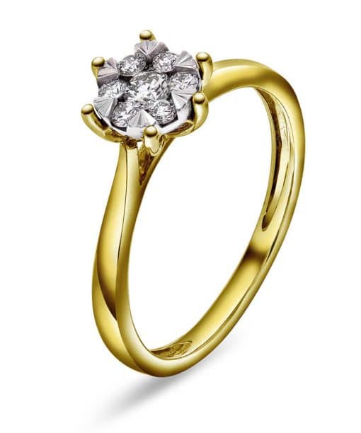 Ring i gull, Rosett diamanter 0,25 ct