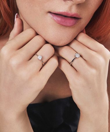 Alternative view of Ring i hvitt gull, rosett diamanter 0,15 ct