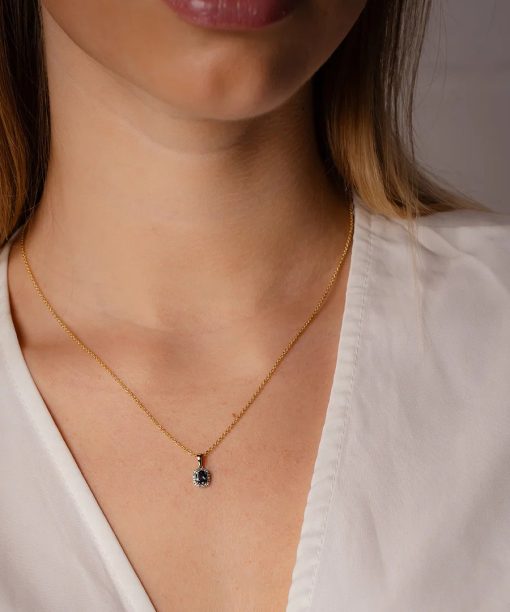 Alternative view of Anheng i gull med diamanter og blå topas