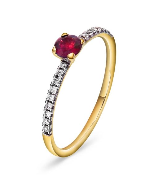 Ring med diamanter 0,10ct med rhodolitt