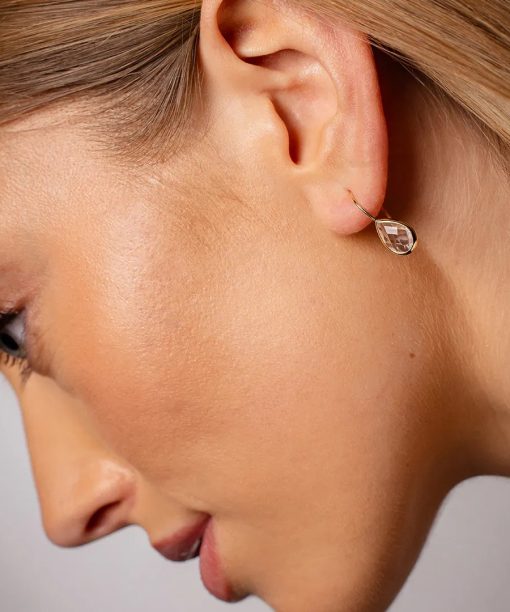 Alternative view of Øredobber i gull med rosenkvarts