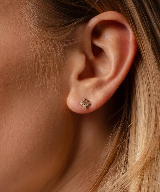 Alternative view of Øredobber i gult gull med zirkonia