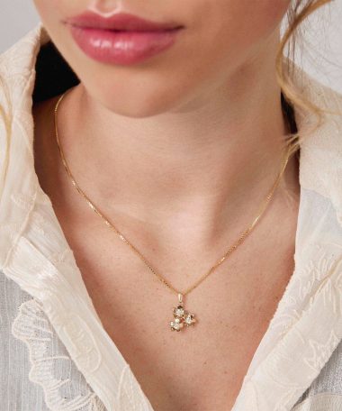 Alternative view of Pan Jewelry - Anheng i gull med zirkonia blomst