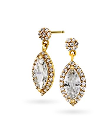 Pan Jewelry - Øredobber i gul med zirkonia
