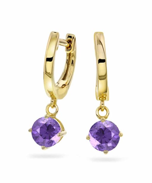 Nora Mørk by Gulldia Øreringer i sølv med lilla zirkonia